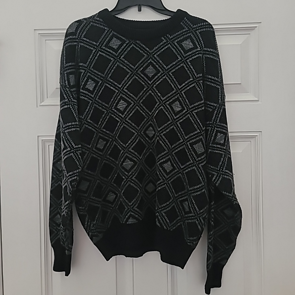 Pacific Winds Mens Sweater Black Gray Size Large Vintage